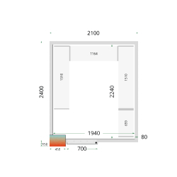 Chambre froide positive (LxPxH)  2100 x 2400 x 2200 mm TEFCOLD CRPF2124