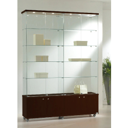Élégante grande vitrine d'exposition en verre 16/22MVA - finition wengé - 117x40x220 cm