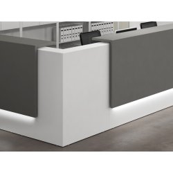 Banque d'accueil Lincoln - bois mélaminé - dimensions modulables - coloris blanc et gris ombre