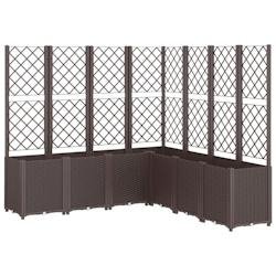 Helloshop26 - Jardinière bac lit surélevé plantes fleurs terrasse jardin avec treillis 160 x 160 x 140 cm PP marron 02_0038260 - marron 3000214187587