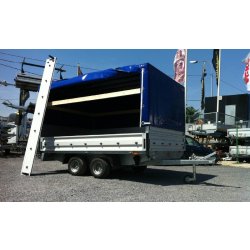 Remorque plateau Humbaur HT 203121 / HT 253121 - 2 essieux, ridelles alu, roues dessous
