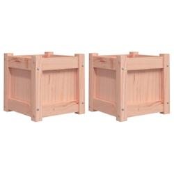 Helloshop26 - Jardinière bac lit surélevé plantes fleurs jardin terrasses lot de 2 bois massif douglas marron 02_0039058 - marron Bois massif 30002