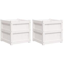 Helloshop26 - Jardinière bac lit surélevé plantes fleurs jardin terrasses lot de 2 bois de pin massif blanc 02_0039040 02_0039040 - blanc Bois mass