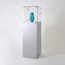 Vitrine-cloche 'Colour' - gris avec verre ESG et socle Alu Dibond, 1 tablette non réglable