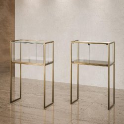 Vitrine T-Métal table 95x45xH150cm 1 bande LED - bronze