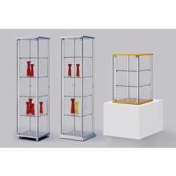 Vitrines de comptoir « ZEUS » - verre ESG - 2 tablettes réglables - porte tournante avec serrure