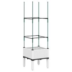 Helloshop26 - Jardinière bac lit surélevé plantes fleurs terrasse jardin avec treillis 40 x 40 x 142,5 cm PP blanc 02_0038294 - blanc 3000214154992