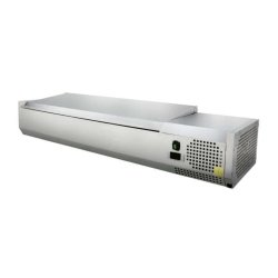 Vitrine réfrigérée à poser couvercle inox, 5 bacs GN1/3 + 1 bac GN1/2, 1500 x 395 x 255 mm