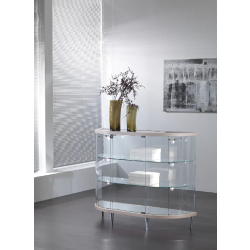 Vitrine galbée demi ovale 203/MBVA - gris clair - design raffiné avec éclairage LED et serrure