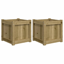 Helloshop26 - Jardinière bac lit surélevé plantes fleurs jardin terrasses lot de 2 bois de pin imprégné marron 02_0039026 - marron Bois massif 30