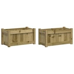 Helloshop26 - Jardinière bac lit surélevé plantes fleurs jardin terrasses lot de 2 bois de pin imprégné marron 02_0039030 - marron Bois massif 30
