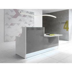 Banque d'accueil Linéa avec accès PMR et façade en verre 6 coloris