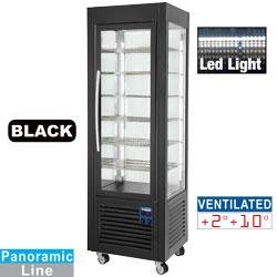 Vitrine réfrigérée panoramique noire - 5 grilles - 360L - SNE/GN-B7