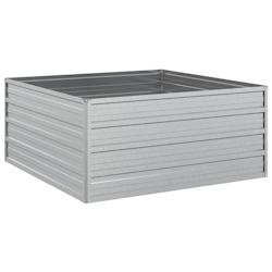 Helloshop26 - Jardinière bac lit surélevé plantes fleurs terrasse jardin de jardin 100 x 100 x 45 cm acier galvanisé argenté Argent 02_0039293 -