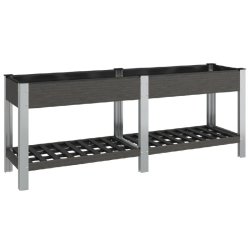 Helloshop26 - Jardinière bac lit surélevé plantes fleurs terrasse jardin de jardin avec étagère 200 x 50 x 75 cm WPC gris 02_0039775 - gris alumi