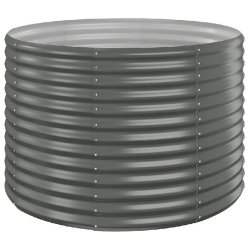 Helloshop26 - Lit surélevé de jardin rond robuste pour balcon 100 x 100 x 68 cm en acier galvanisé gris 02_0046587 - gris acier 3000234319081