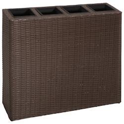 Helloshop26 - Jardinière lit surélevé plantes fleurs jardin avec 4 pots résine tressée marron 02_0001153 - marron 3000075121539
