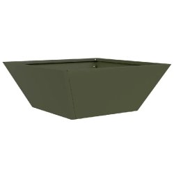 Helloshop26 - Cache-pot de jardin trapézoïdal moderne extérieur 40 x 40 x 15 cm en acier vert olive 02_0052374 - vert métal 3000237382365