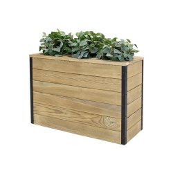 HORTALIA Jardinière en bois avec réserve d’eau Nidum 86 x 34 x 60 cm – Intérieur et extérieur - marron Bois massif N836AL