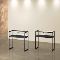 Vitrine T-Métal table 95x45xH95cm 1 bande LED - noir