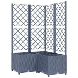 Helloshop26 - Jardinière bac lit surélevé plantes fleurs terrasse jardin avec treillis 80 x 80 x 136 cm PP gris 02_0038318 - gris 3000214167428
