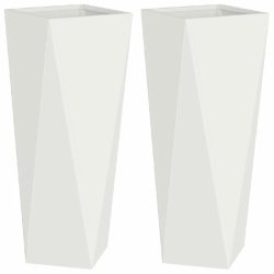 Helloshop26 - Lot de 2 jardinières modernes pour extérieur 30 x 30 x 75 cm avec design épuré en acier blanc 02_0053009 - blanc acier 3000237701319