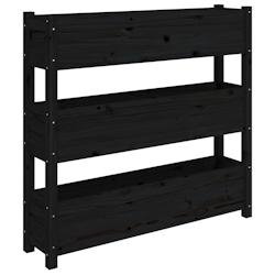 Helloshop26 - Jardinière bac lit surélevé plantes fleurs terrasse jardin 112 x 25 x 104,5 cm bois massif de pin noir 02_0037397 - noir Bois massif