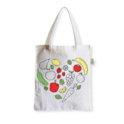 Tote bag en coton biologique naturel - Coeur de fruits et légumes - 160 g/m², 42x38 cm