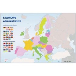 Carte administrative d'Europe 1,20x0,80 m - Indéchirable, lavable, effaçable à sec
