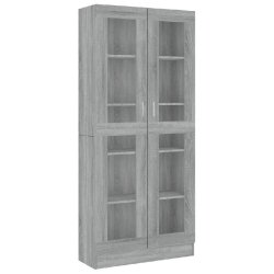 Helloshop26 - Armoire à vitrine moderne épurée rangement ample 82,5 x 30,5 x 185 cm en bois sonoma gris 02_0048220 - gris verre 3000235166295