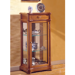 Petite vitrine bois DV34VA - merisier avec tablettes réglables et fond miroir
