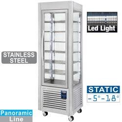 Vitrine réfrigérée panoramique 5 niveaux 360L inox - Modèle SNE/SB-A5