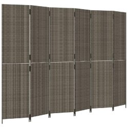 Décoshop26 - Paravent séparateur de pièce cloison 6 panneaux en résine tressée gris et acier DEC031077 - gris 3000258275745