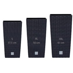 WellHome - Pack de 3 pots de fleurs 11,4/26,6/49L Rato Square coloris anthracite - marron plastique PK2540