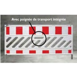 Barrière de chantier en plastique HDPE antichoc et résistante aux UV - Sodimar - 2000x1000mm, 15kg