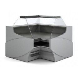 Vitrine d'angle négatif L.1410mm P.1410mm vitres droites doubles Docriluc