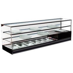 Presentoir réfrigérée pour tapas avec vitre droit et 2 étagères en verre, 4x GN 1/3 h 40 mm 1216x410x500 mm - VIRTUS - 0615402750325