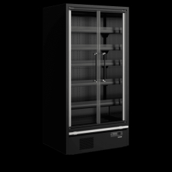 Vitrine ventilée positive 1083 Litres, 6 niveaux, 2 portes vitrées battantes, noire, 580 W, 220 V - MONO