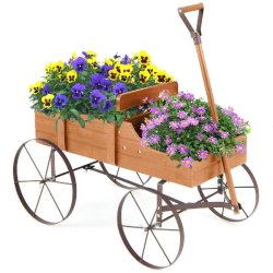 Helloshop26 - Jardinière brouette décorative 62 x 34 x 60 cm avec roues pratiques style rustique en bois marron 20_0010786 - marron métal 300022636