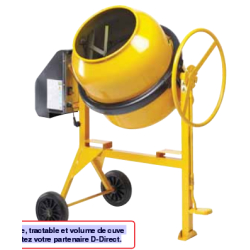 Bétonnière électrique professionnelle - capacité de cuve 160 et 180 litres - 220/240 V, 50 Hz - Puissance 0,7 Kw - Garantie 1 an