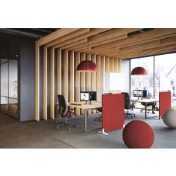 Cloison amovible semi vitrée - 100-cm,plexi-melamine,pied-stabilisateur