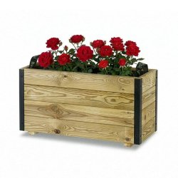 HORTALIA Jardinière Extérieure en Bois avec Renfort en Aluminium GHIO – Terrasse, Jardin ou Balcon – 70x30x40 cm - marron Bois manufacturé 700204-AL40