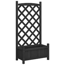 Helloshop26 - Jardinière bac lit surélevé plantes fleurs terrasse jardin avec treillis bois massif de sapin noir 02_0038334 - noir Bois massif 3000