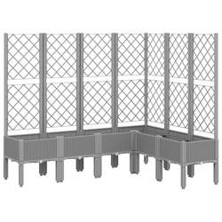 Helloshop26 - Jardinière bac lit surélevé plantes fleurs terrasse jardin avec treillis clair 160 x 120 x 142 cm PP gris 02_0038347 - gris 300021418