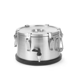 HENDI Conteneur isotherme portable – avec robinet, Profi Line, 10L, Argent, ⌀330x(H)220mm - argenté 710128