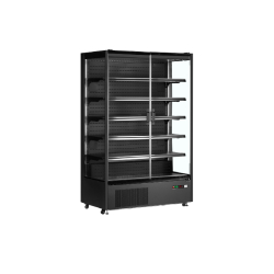 Vitrine ventilée positive 764 Litres, 6 niveaux, 2 portes vitrées battantes, sur roulettes, noire, 550 W, 220 V - MONO