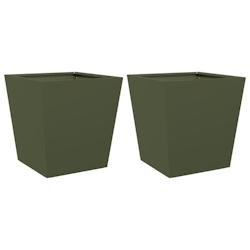 Helloshop26 - Jardinière bac lit surélevé plantes fleurs jardin terrasses lot de 2 olive 40 x 40 x 40 cm acier vert 02_0039083 02_0039083 - vert ac