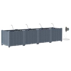 Helloshop26 - Lot de 4 cache-pots de jardin moderne épuré irrigation 160 x 40 x 37,5 cm en acier gris clair - gris acier 3000240675461