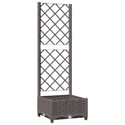 Helloshop26 - Jardinière bac lit surélevé plantes fleurs terrasse jardin avec treillis 40 x 40 x 121,5 cm PP marron 02_0038284 - marron 3000214189758