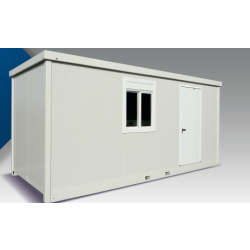 Bungalows de chantier junior MJ50 - monobloc - bureau - ossature plastique - panneaux sandwich - 4,940 x 2,100 x 2,700 m